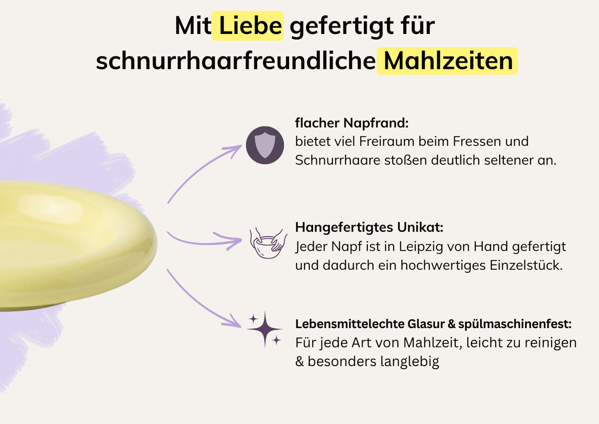 Handgefertigter Katzennapf aus Leipzig (Gelb)
